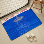 tapis bain antidérapant blanc bleu gris moderne humoristique graphique lavable résistant salissures