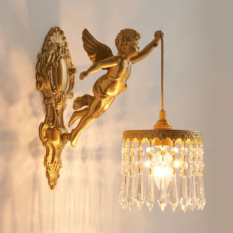 applique murale classique ange cristal doré éclairage led cuisine salle manger fixée mur