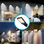 lampe solaire murale détecteur mouvement led noire ip65 moderne télécommande contrôle distant 18+lumières abs