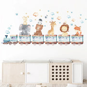 Autocollants muraux aquarelle animaux africains pour chambre de bébé - Décoration murale enfant moderne