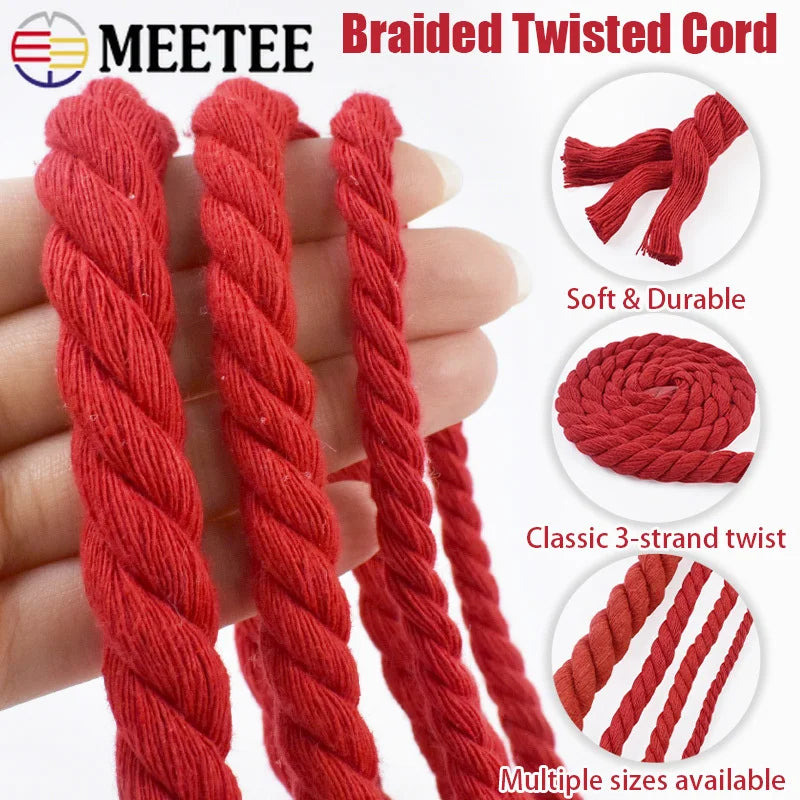 corde tressée rouge coton tissée plusieurs brins sac vêtement accessoire couture diy sac dos