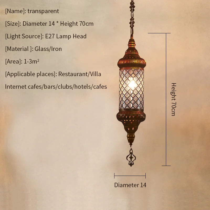 lampe suspendue vintage bronze rouge maille métallique chaîne restaurant chambre couloir motifs géométriques