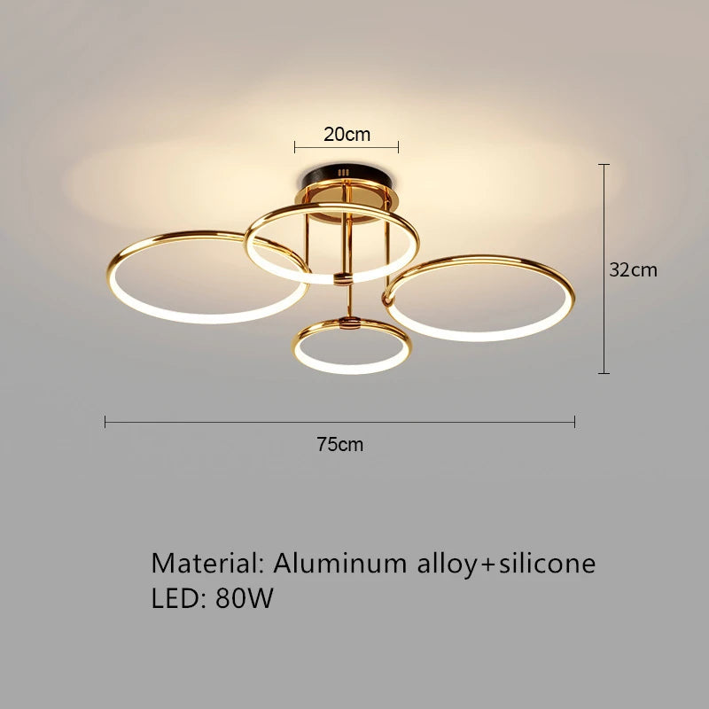 lampe suspendue or noir anneau circulaire moderne led télécommande chambre cuisine