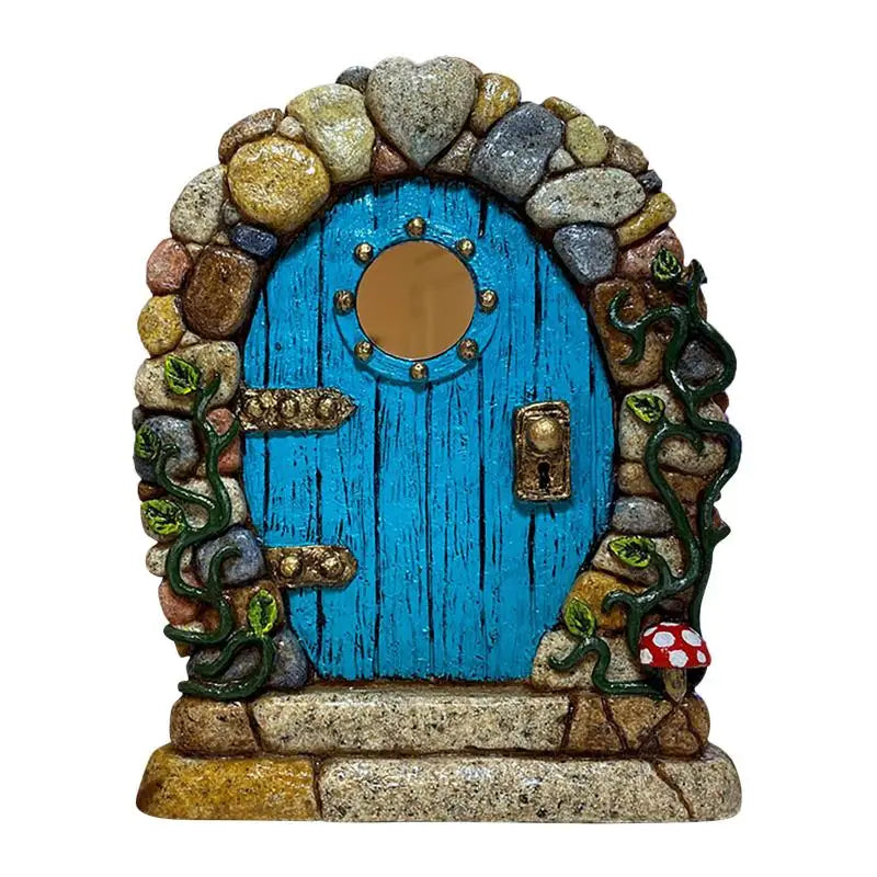 porte miniature artisanale résine couleurs rose bleu rouge motifs floraux trèfle celtique décoratif extérieur