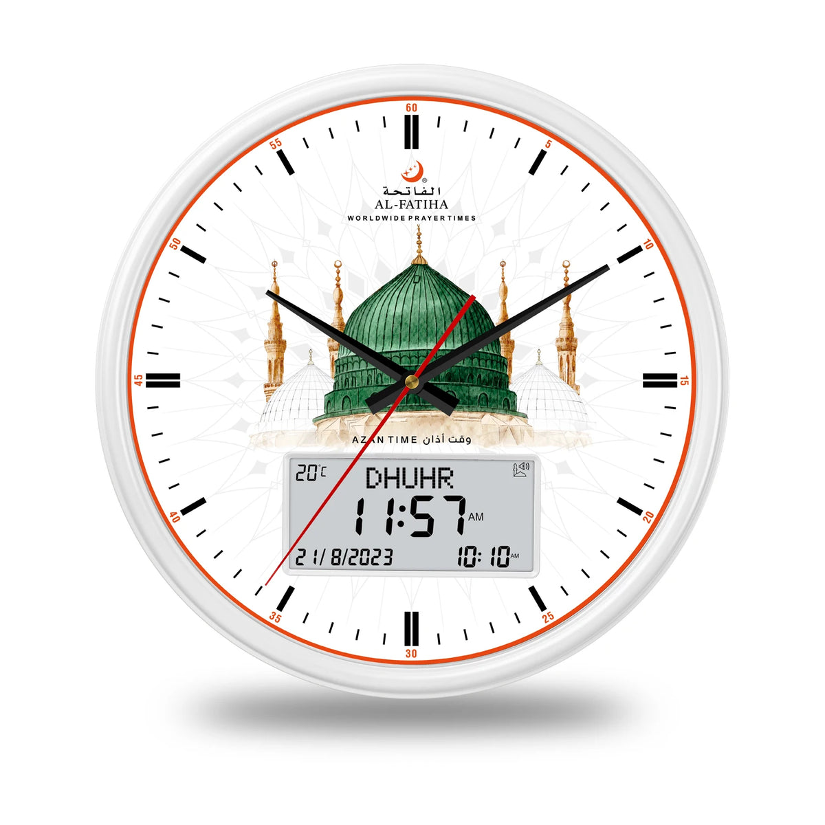 horloge murale moderne horaire azan calendrier hijri affichage numérique analogique İslam motifs
