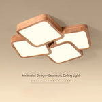 luminaire bois clair géométrique minimaliste éclairage salon moderne blanc