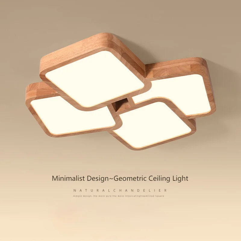 luminaire bois clair géométrique minimaliste éclairage salon moderne blanc