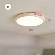 plafonnier led enfant blanc crème nœud rose décoration chambre filière électrique télécommande