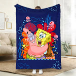 couverture polaire dessin animé bob l'éponge multicolore bleu vert enfant moderne hand wash toutes