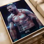 affiche ufc boxeurs moderne sportive noir blanc rouge jetro cadre bois chambre salonhôtel