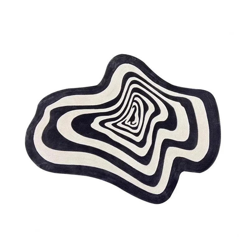 tapis noir blanc rayures moderne salon salle bain imperméable anti dérapant polyester daimwashable