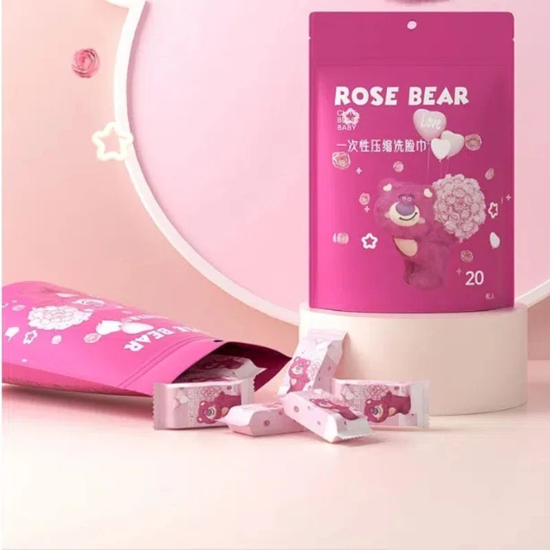 serviettes papier rose ours blancs coeurs motifs floraux 20 pièces