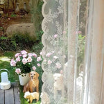 rideau blanc broderie florale transparent classique quatre saisons salon chambre