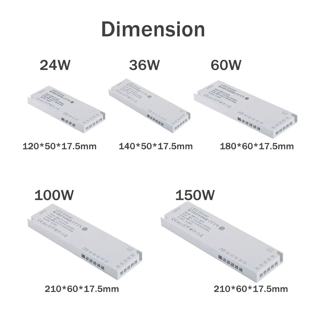 driver led alimentation 12v 24v 100w 150w câble clips moderne blanc opacité