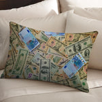 housse coussin motif dollar moderne vert blanc bleu imprimé polyester coton fixation lit décoration