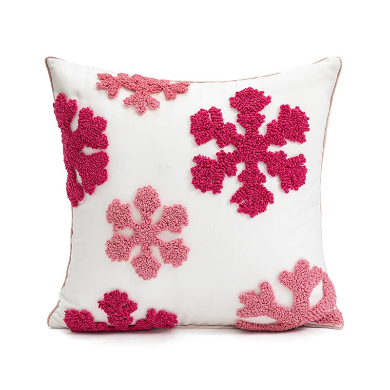 housse coussin noël brodée ho ho ho merry christmas rouge vert polyester coton respectueux
