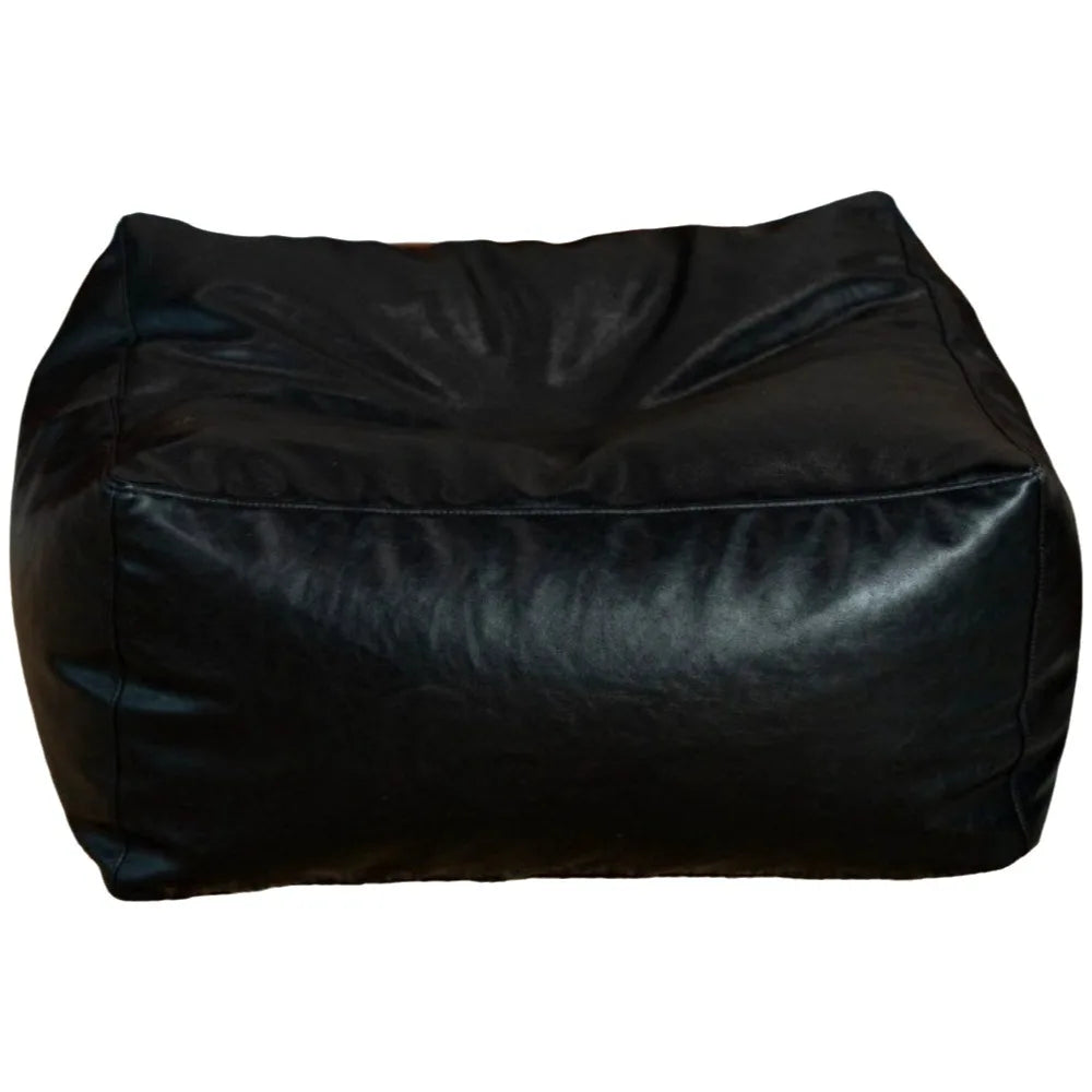 poufs marron noir crème cuir texturé coutures apparentes moderne décontracté bohème accueil