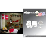 découpe papier scrapbooking fleurs bancs table chaises lanterne arbres pommes oiseaux arches végétales motifs