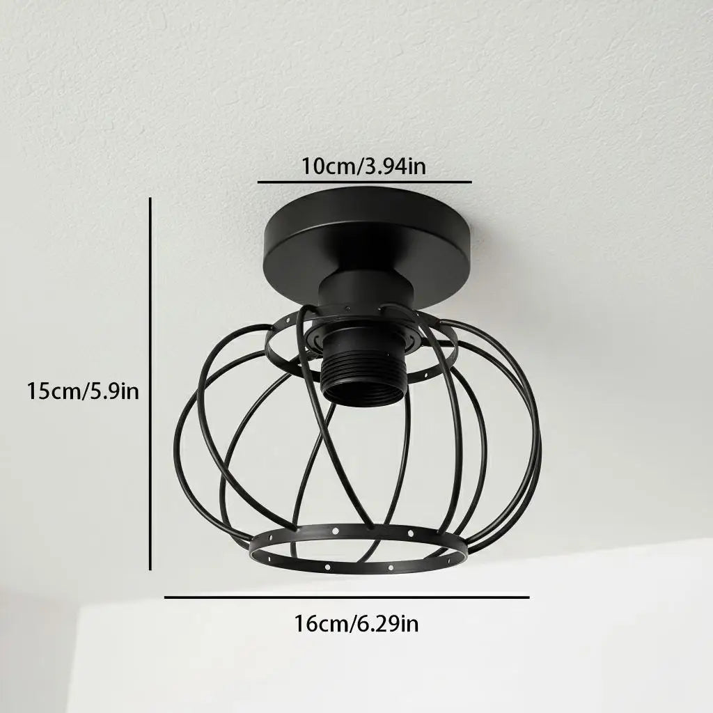 lampe moderne industrielle noir doré cage métallique éclairage entrée couloir cuisine