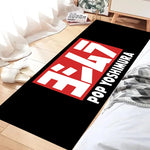 tapis garage moto noir blanc rouge antidérapant intérieur sportif logo yoshimura moderne maison