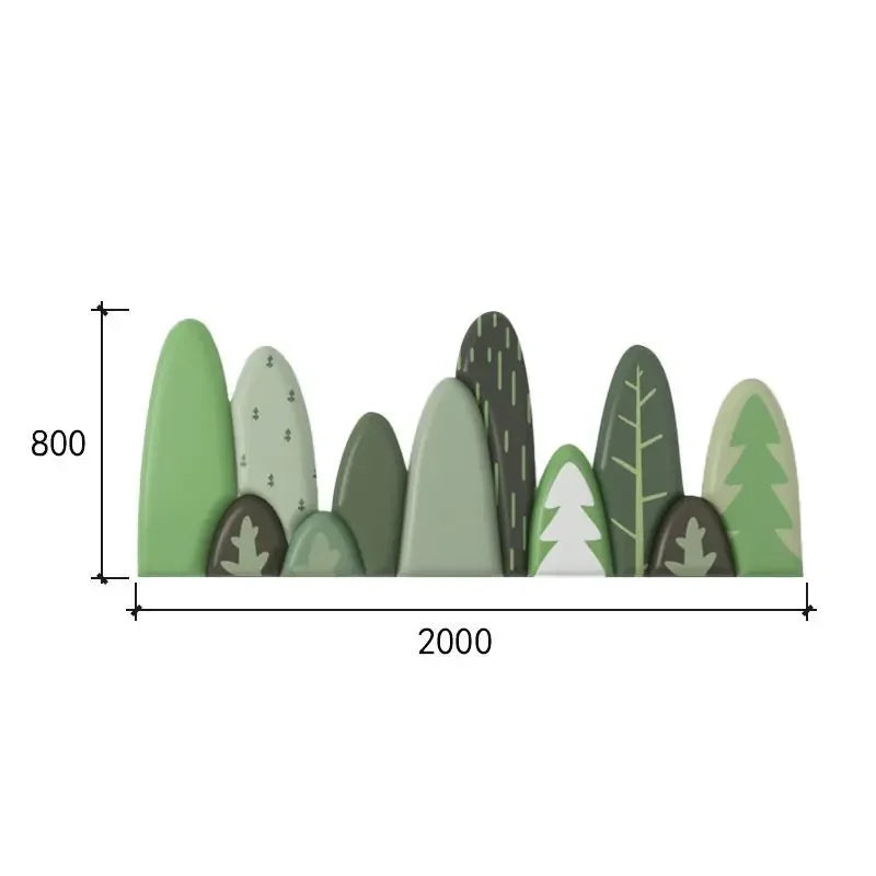 tête lit moderne motif feuilles verte gris chambre enfant décoration bois acajou ornemental intérieur