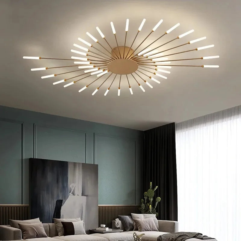 plafonnier moderne or noir lumineux éclairage quotidien acier certifié ccc 249 2000 lumens
