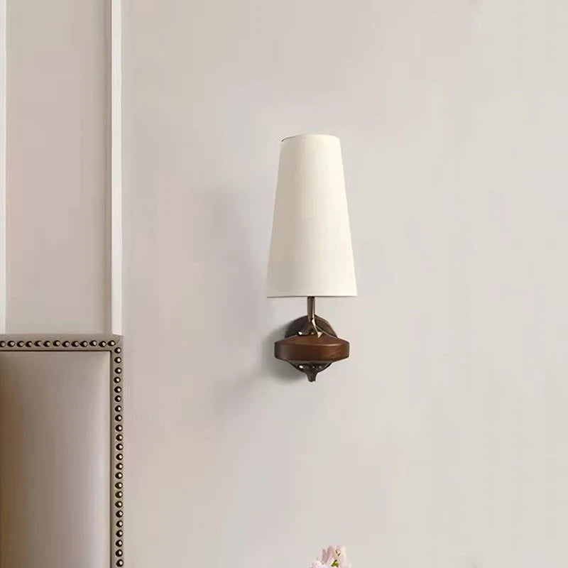 lampe murale led moderne bois marron abatjour texturé vintage chambre salon