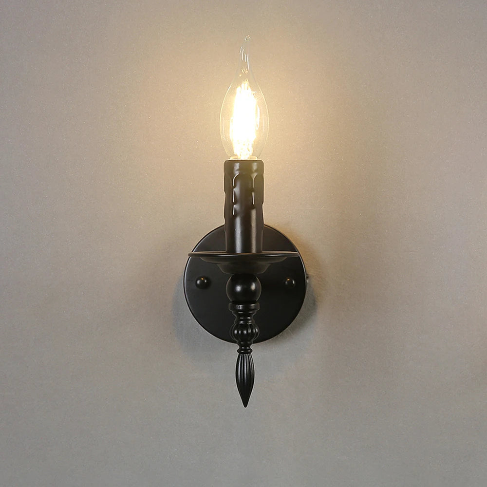 applique murale classique noire fixée mur ampoule filament éclairage quotidien fer lisse traditionnel
