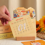 calendrier mural floral 2026 couleurs vives motifs traditionnels artistique support bois