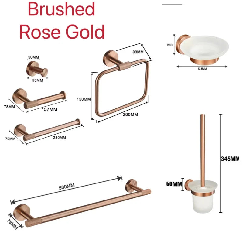 ensemble accessoires salle bain laiton brossé rose gold porte serviette porte savon moderne
