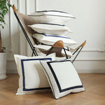 housses coussin polyester blanc bord bleu moderne décoration maison voiture 45x45cm cặp vỏ gối