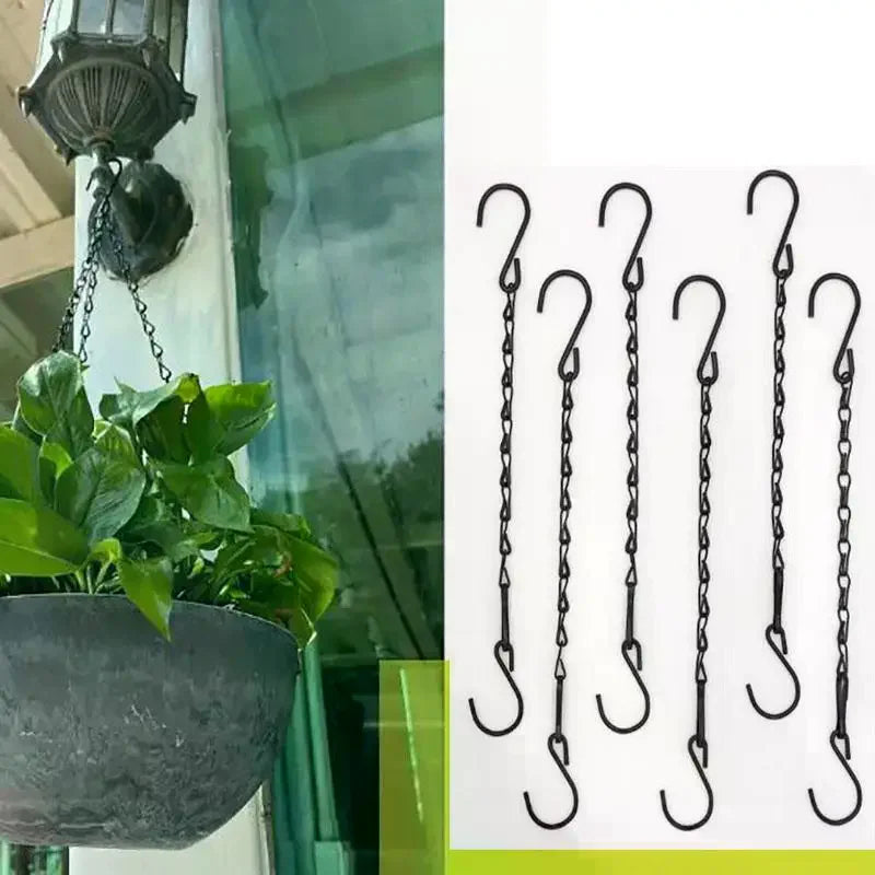 chaînes suspendues crochet fleurs paniers oiseaux jardinières lanternes ornements noir argent doré moderne minimaliste