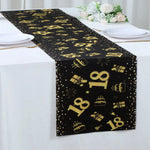table table anniversaire 18 noir doré gâteaux cadeaux confettis moderne festive polyester