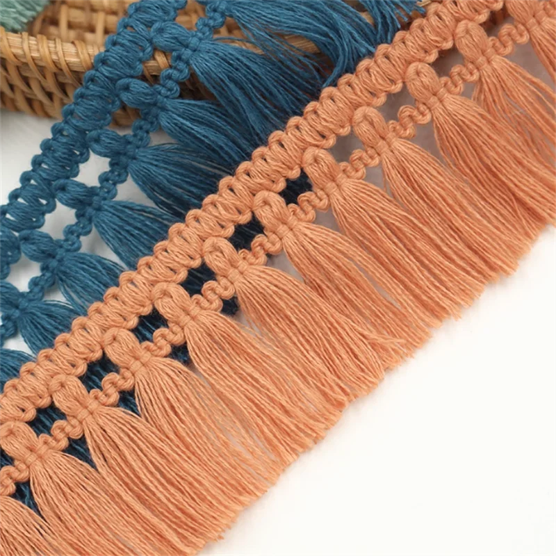 ruban macramé franges boho vert eau bleu marine orange noir blanc artisanal