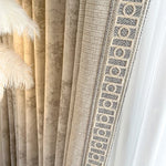rideau jacquard beige clair motifs géométriques opacité classique polyester coton
