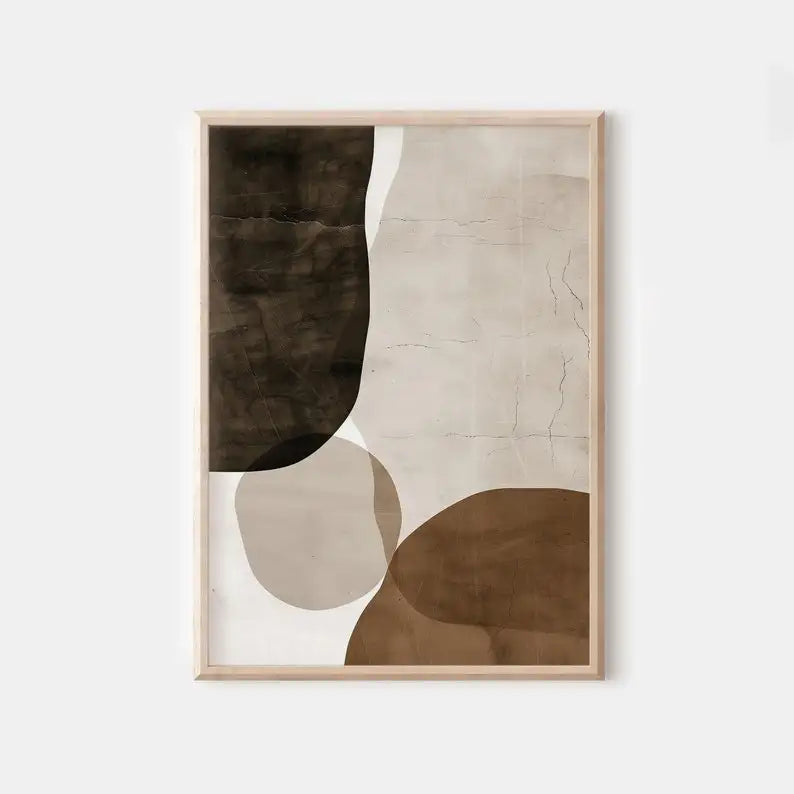 affiches abstraites modernes toile beige marron sans cadre ensemble trois impressions minimalistes