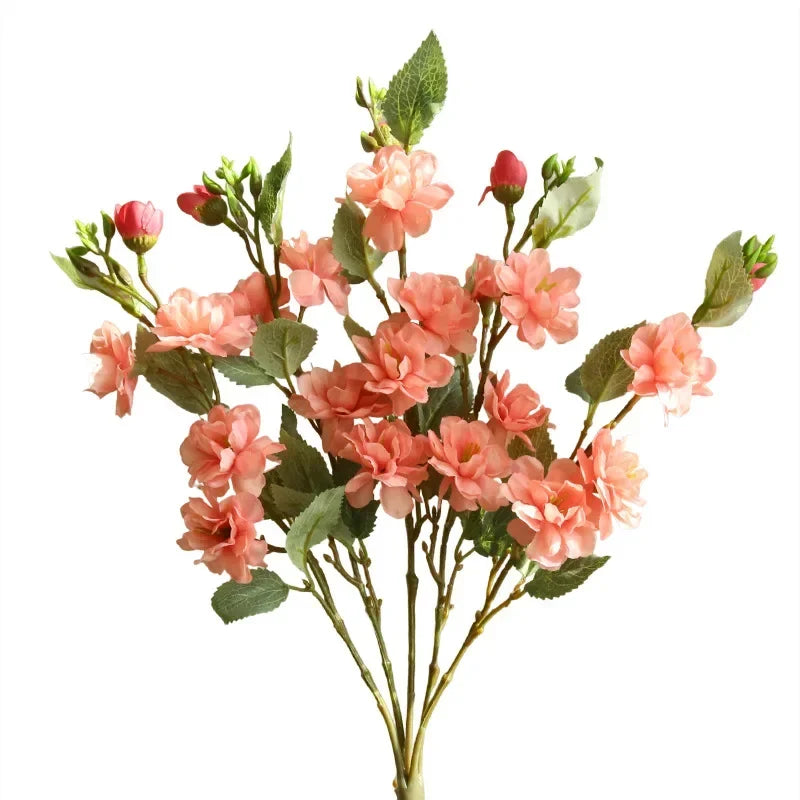 bouquet artificiel fleurs soie rose clair vert feuilles modernes décoration intérieure anniversaire mariage