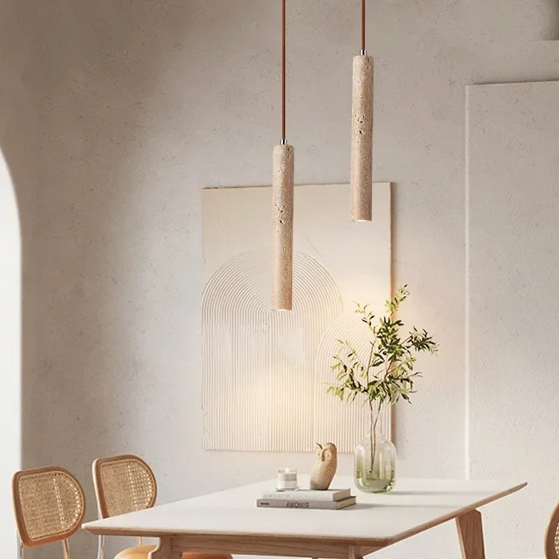 lampe suspendue moderne minimaliste pierre beige clair texture naturelle câble noir 90 260V 2000