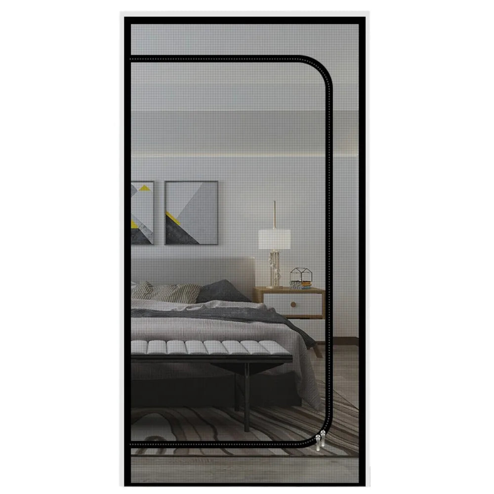 rideau moustiquaire porte maille fine polyester velcro noir blanc moderne durable