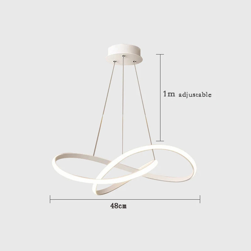 suspension lumineuse moderne minimaliste blanc marron foncé gris câbles métalliques hauteur ajustable diamètre 48cm