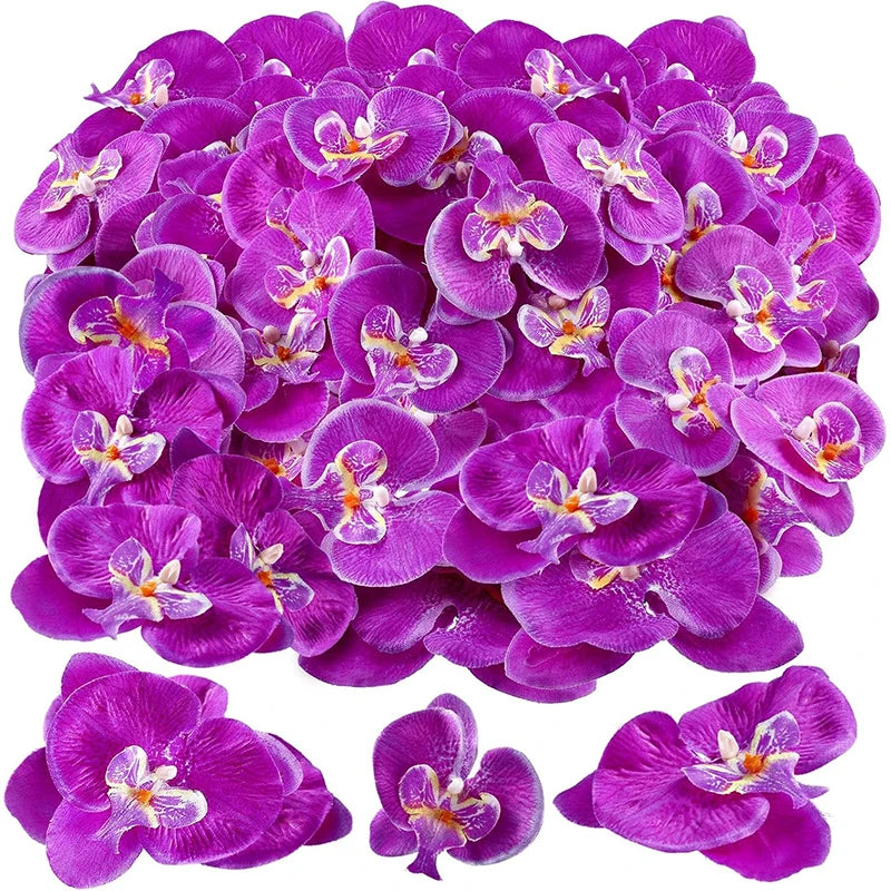 fleurs artificielles orchidées phalaenopsis violettes réalistes intérieur mariage décoration photographie DIY