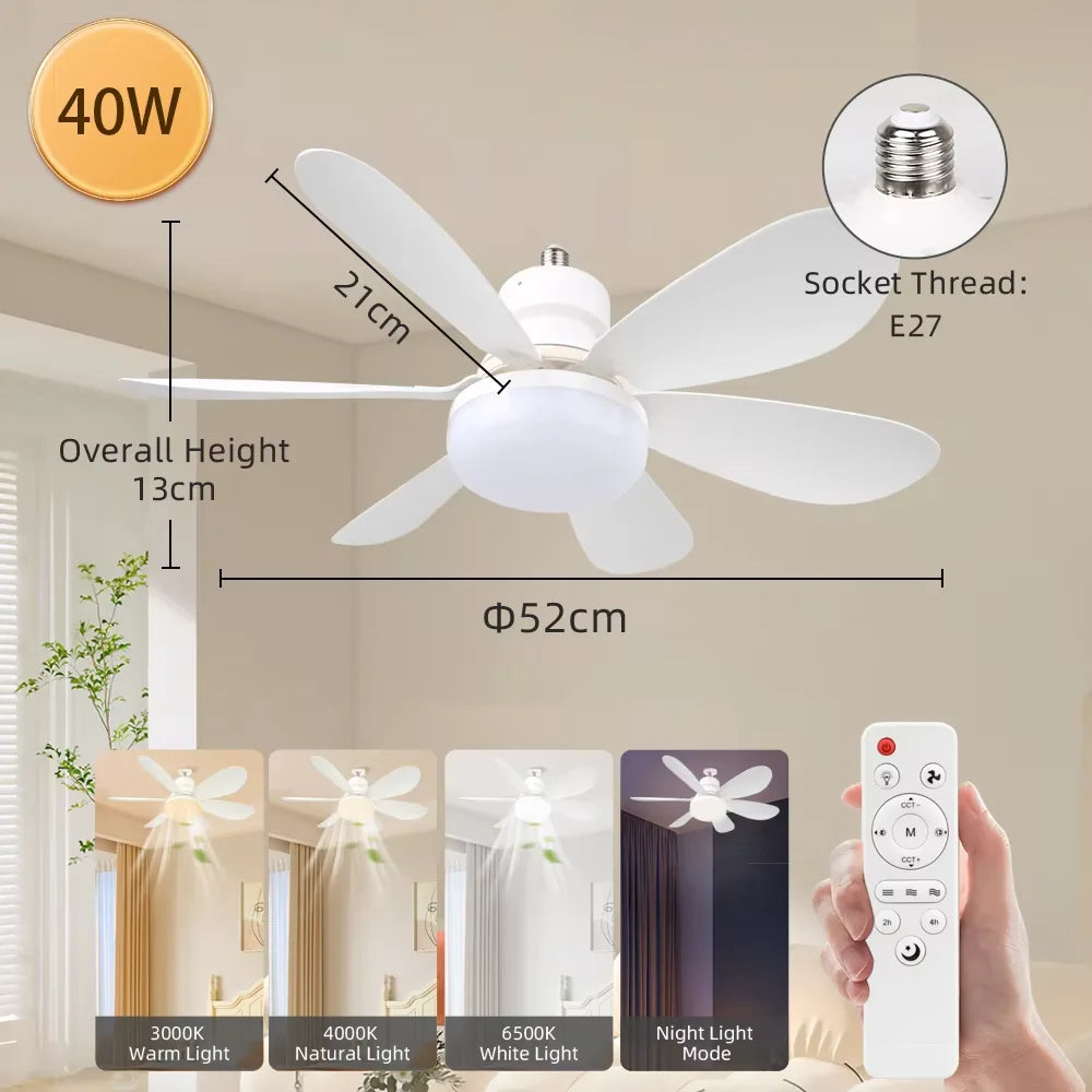 ventilateur lumière led moderne télécommande blanc grille ventilation adjustable