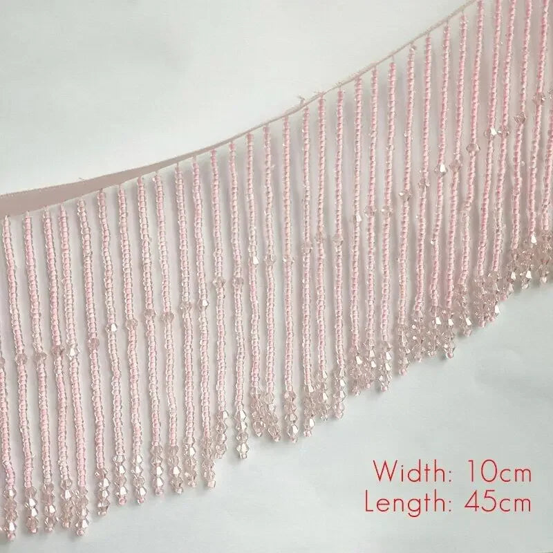 franges décoratives cristal argent doré noir rouge pale rose longueur 45cm largeur 10cm