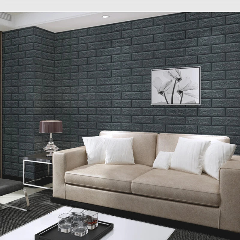 panneaux décoratifs murals adhésifs briques 3d blanc jaune rose bleu noir modernes