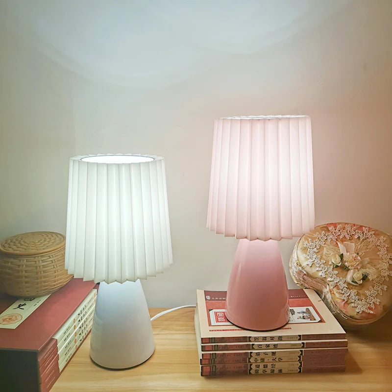 lampe table moderne plissée blanc rose orange 5w led 60lm certifiée ul ccc