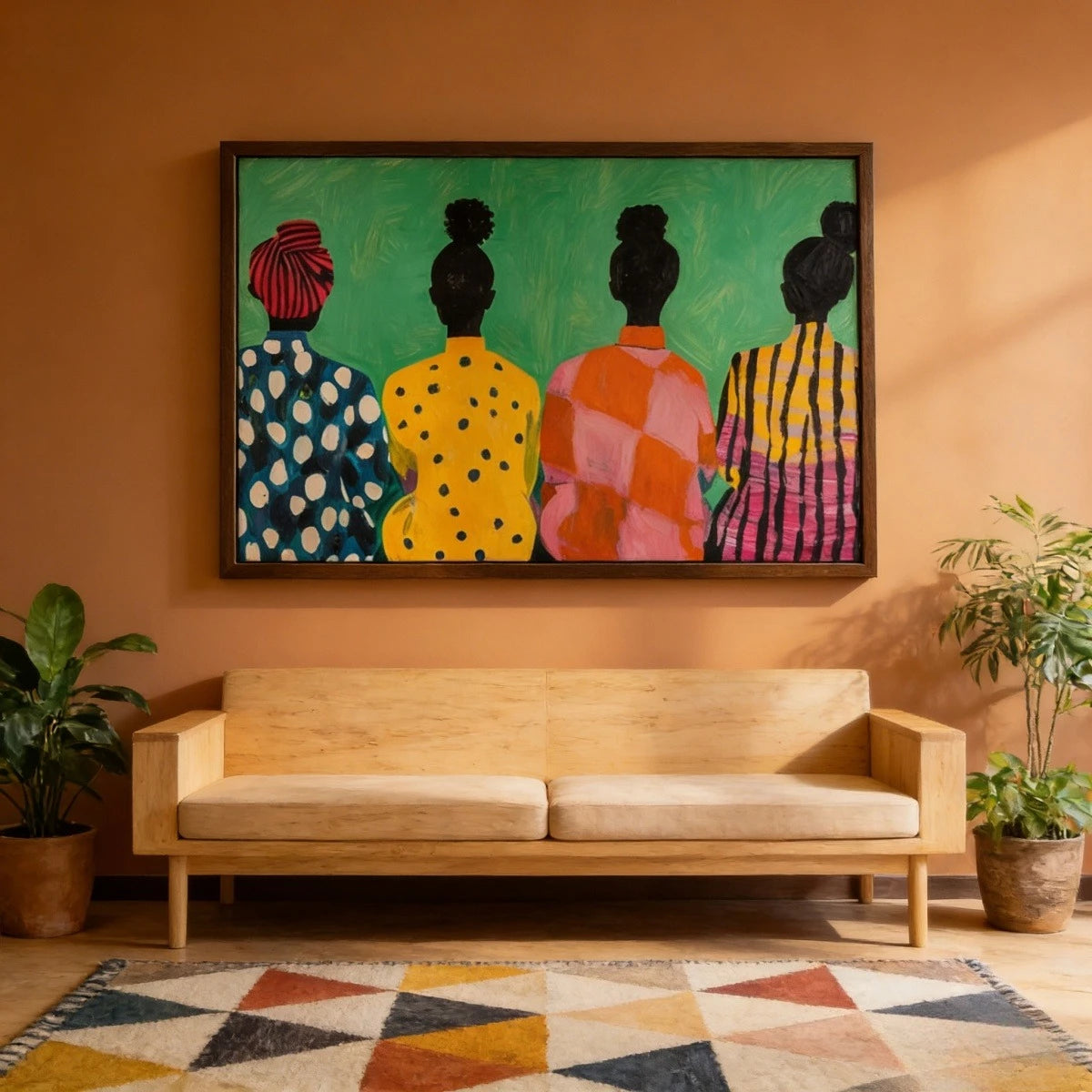 tableau moderne abstrait géométrique polka dots salon chambre décoration murale toile couleur variée sans