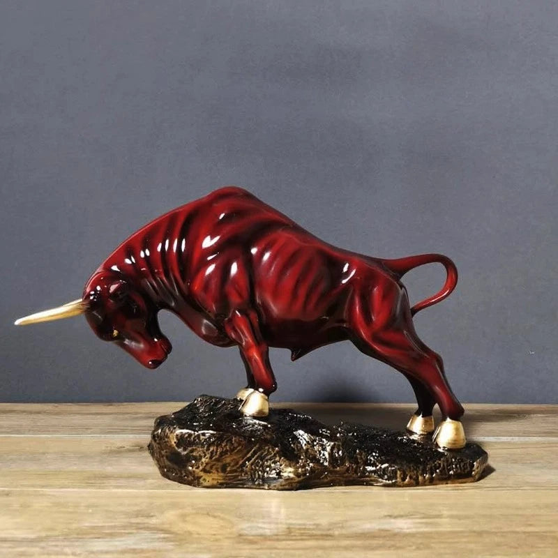 statuette taureau doré réaliste décoration maison occasionnellement cadeau anniversaire noël mariage