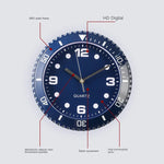 horloge murale classique numérique bleu abstraite quartz sans bruit salon