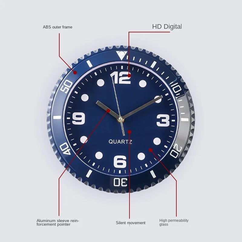 horloge murale classique numérique bleu abstraite quartz sans bruit salon