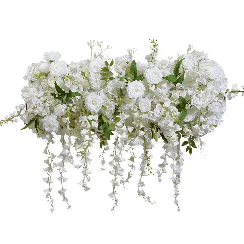 guirlande florale artificielle fleurs clochettes roses feuilles vertes décoration élégante intérieure classique événement anniversaire